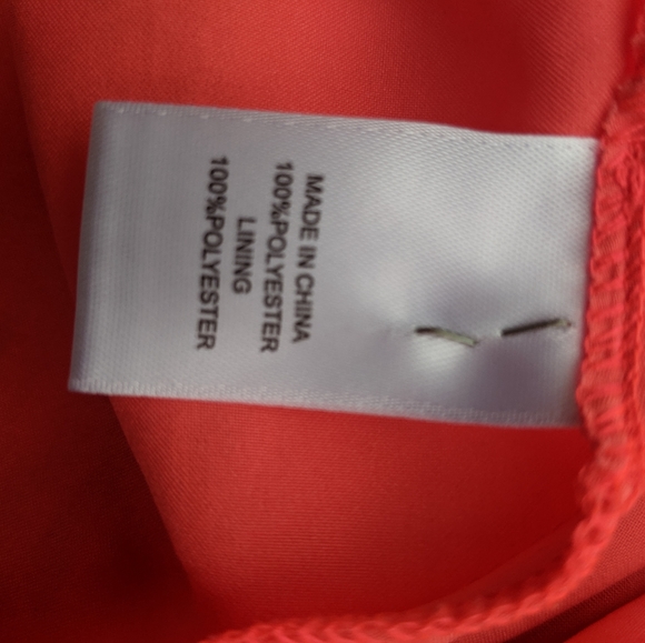 Designer Chaus Coral Red Dress Flutter sleeve shirt A line Size small - Picture 7 of 15